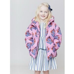 $168 Pink Chicken Girls' Pete Puffer jacket Cyclamen Bell Flower BROKE ZIPPER 7Y